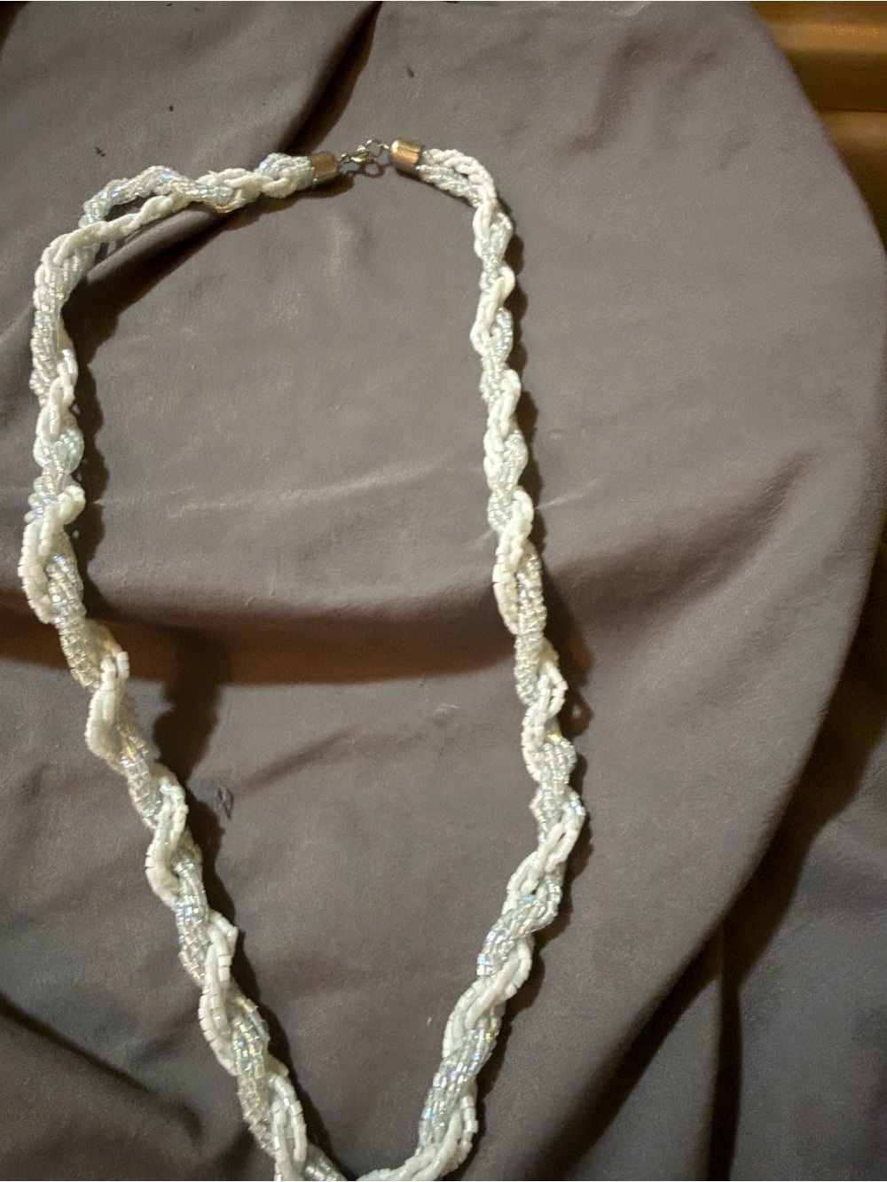 Braided Seed Bead Necklace in Ivory - Women Jewelry
